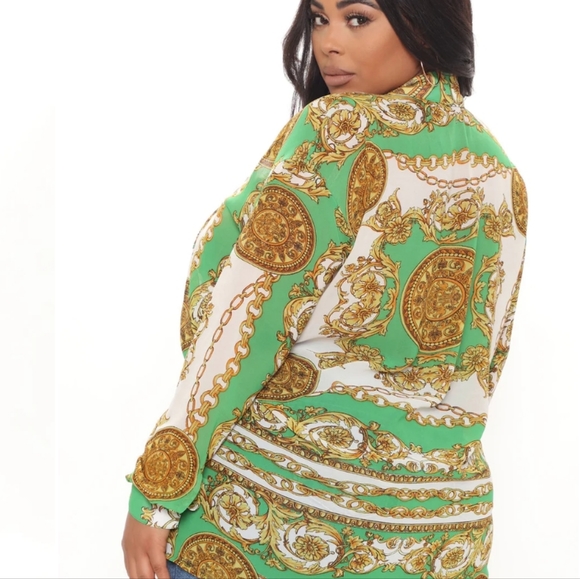 Women's Blouse gold and green - Picture 2 of 3